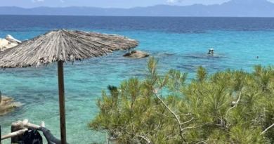 Kavourotrypes Beach Sithonia rocky coves and emerald water Halkidiki Greece
