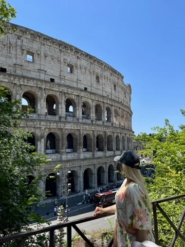 The Colosseum in Rome from outside on a sunny day