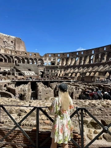 Inside the Colosseum Rome showing the underground arena and ancient stone arches