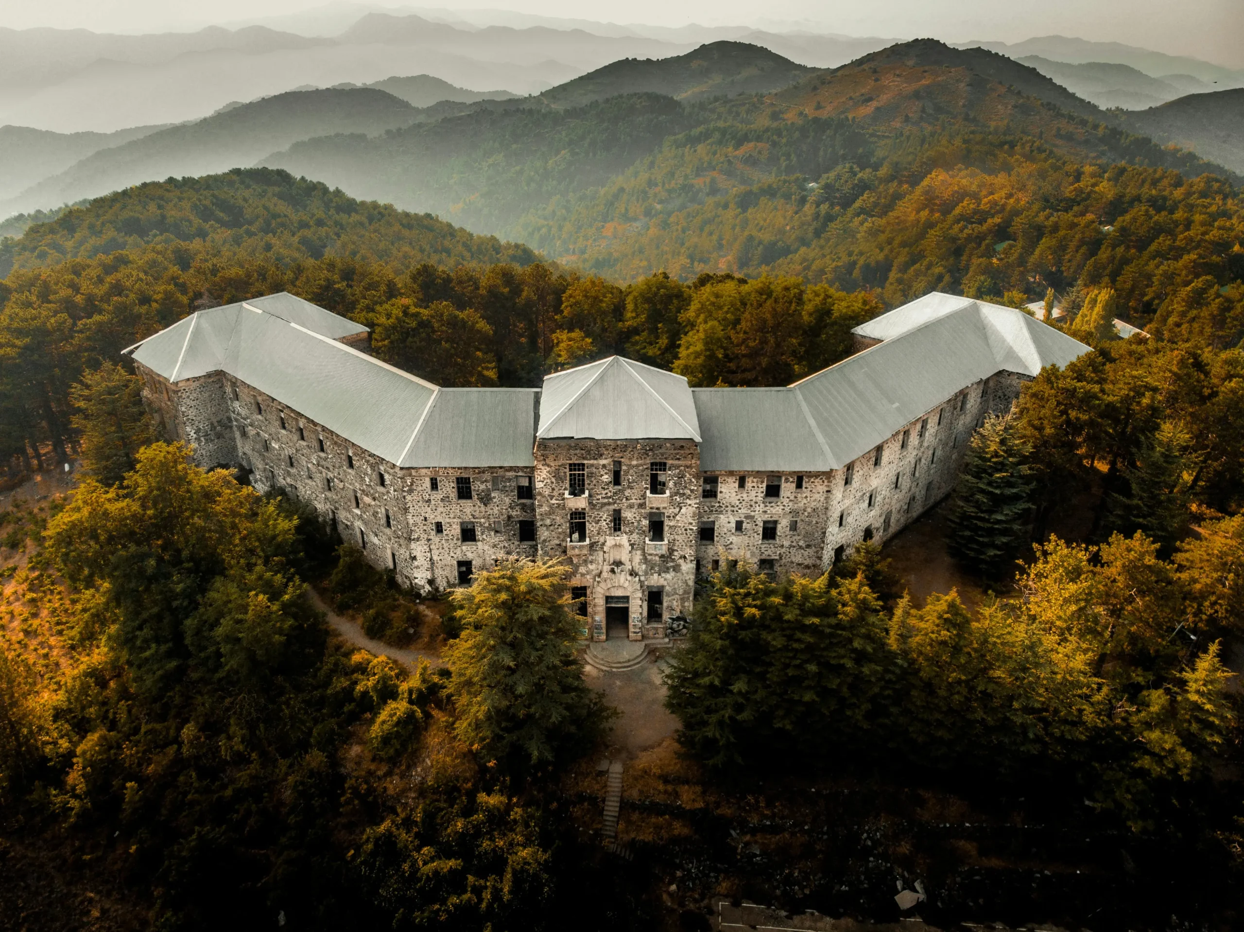 Troodos Mountains, Cyprus – winter landscape with pine forests and mist