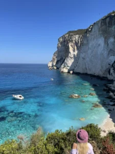 Erimitis Bay Beach in Paxos with turquoise water and cliffs