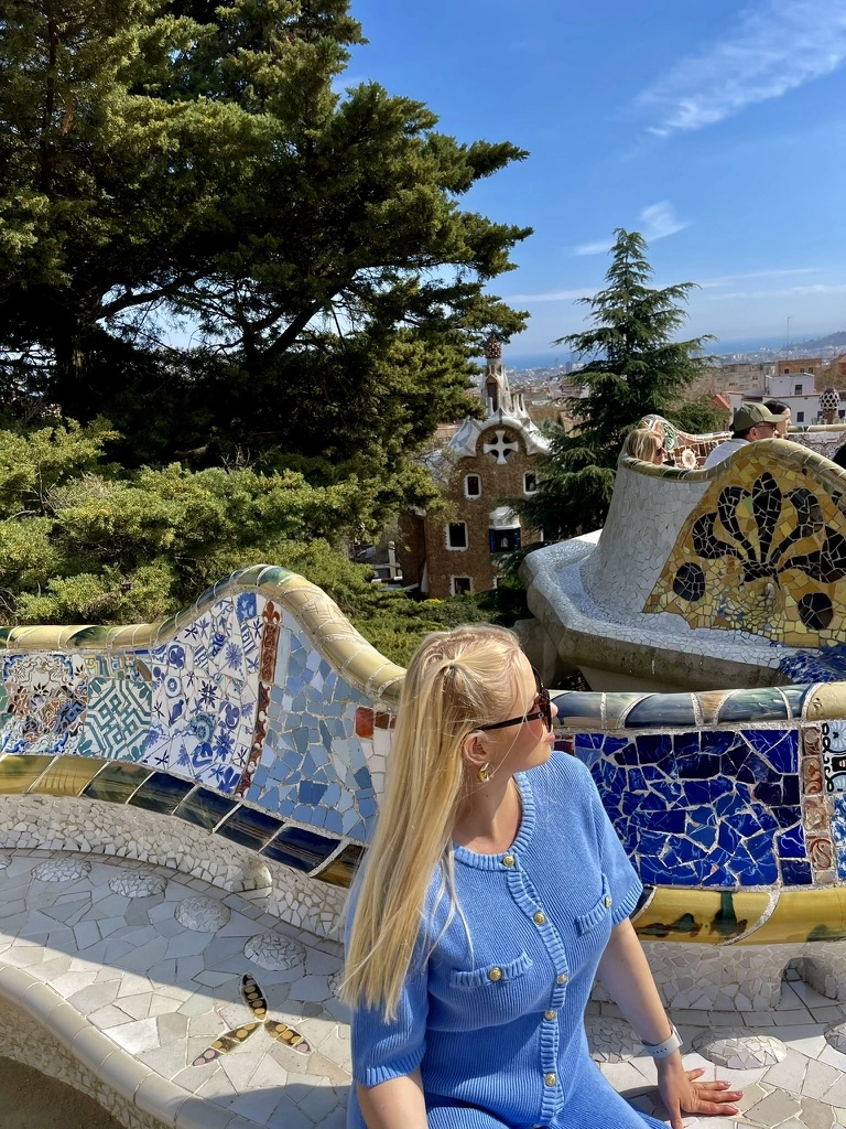 Barcelona Park Guell spring view colorful architecture