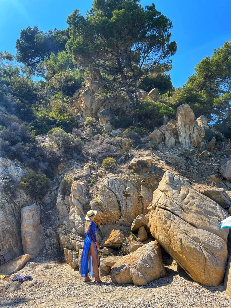Fava beach Sithonia with dramatic rocky cliffs